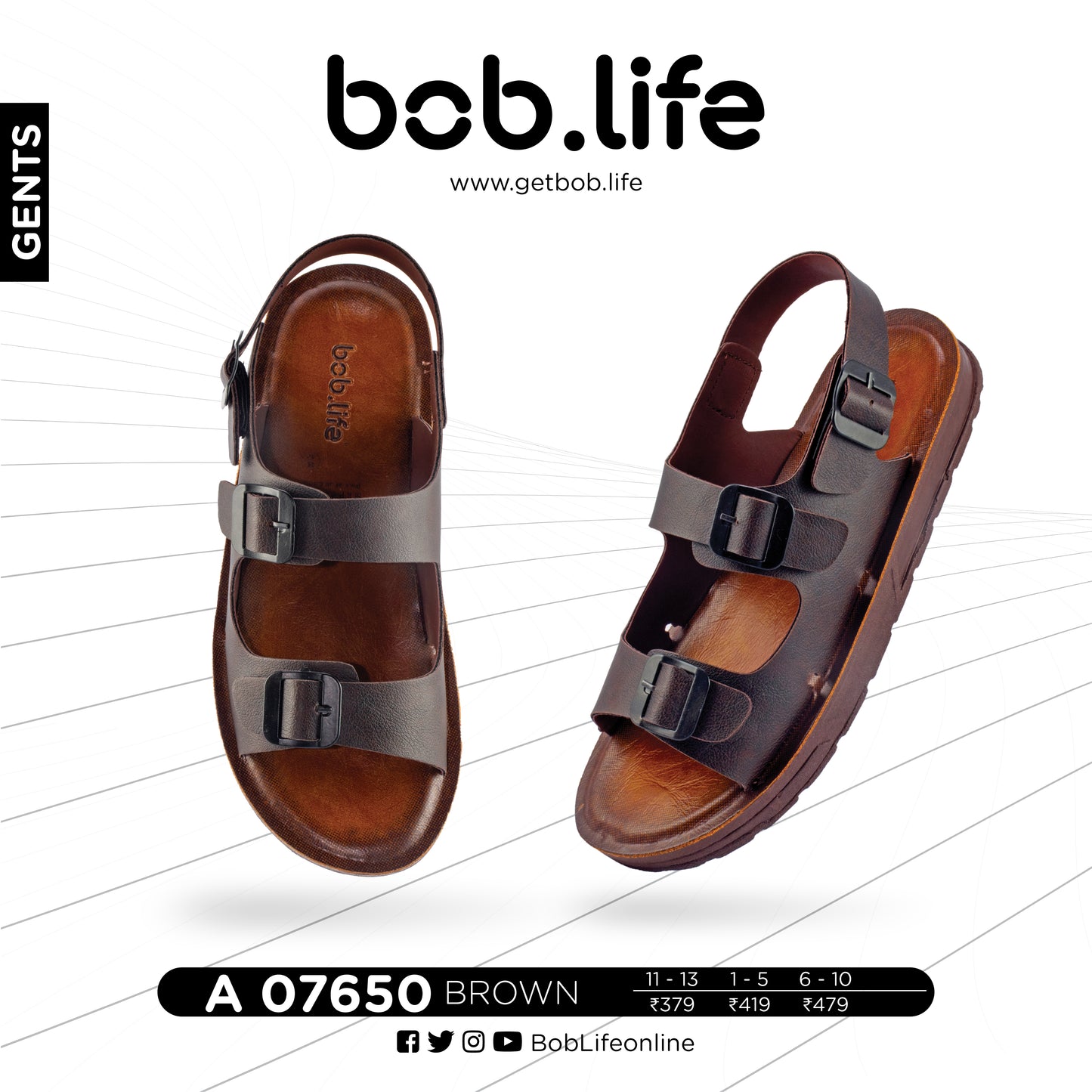 bob.life PU Sandals for Men - Style 7650