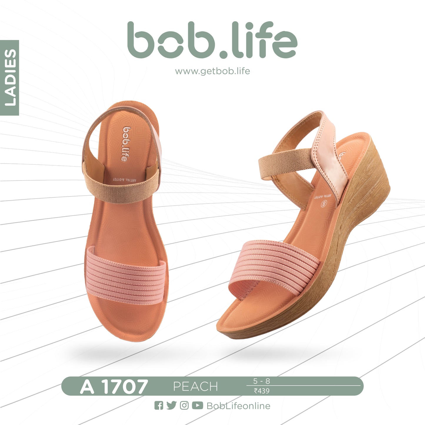 bob.life PU Wedge Sandals for Ladies - Style 1707