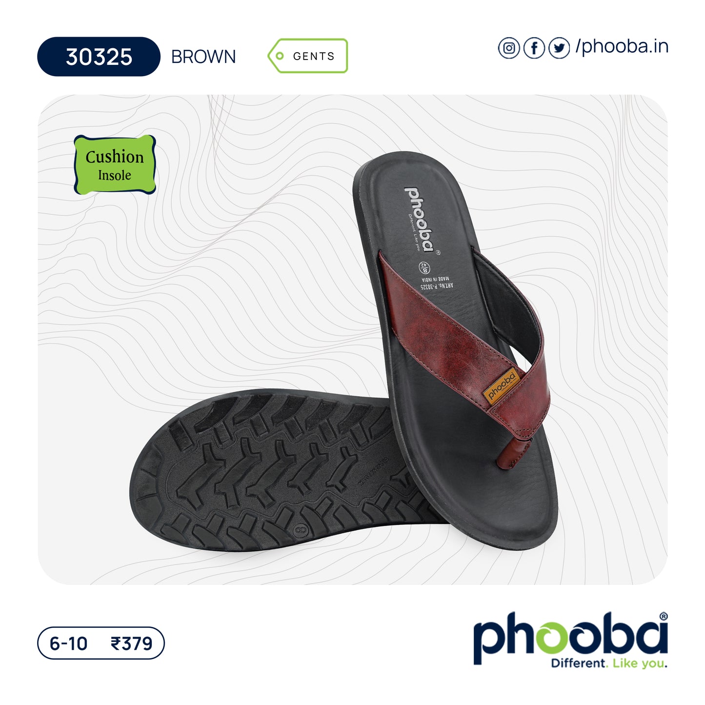Phooba PU Slippers for Men - Style 30325