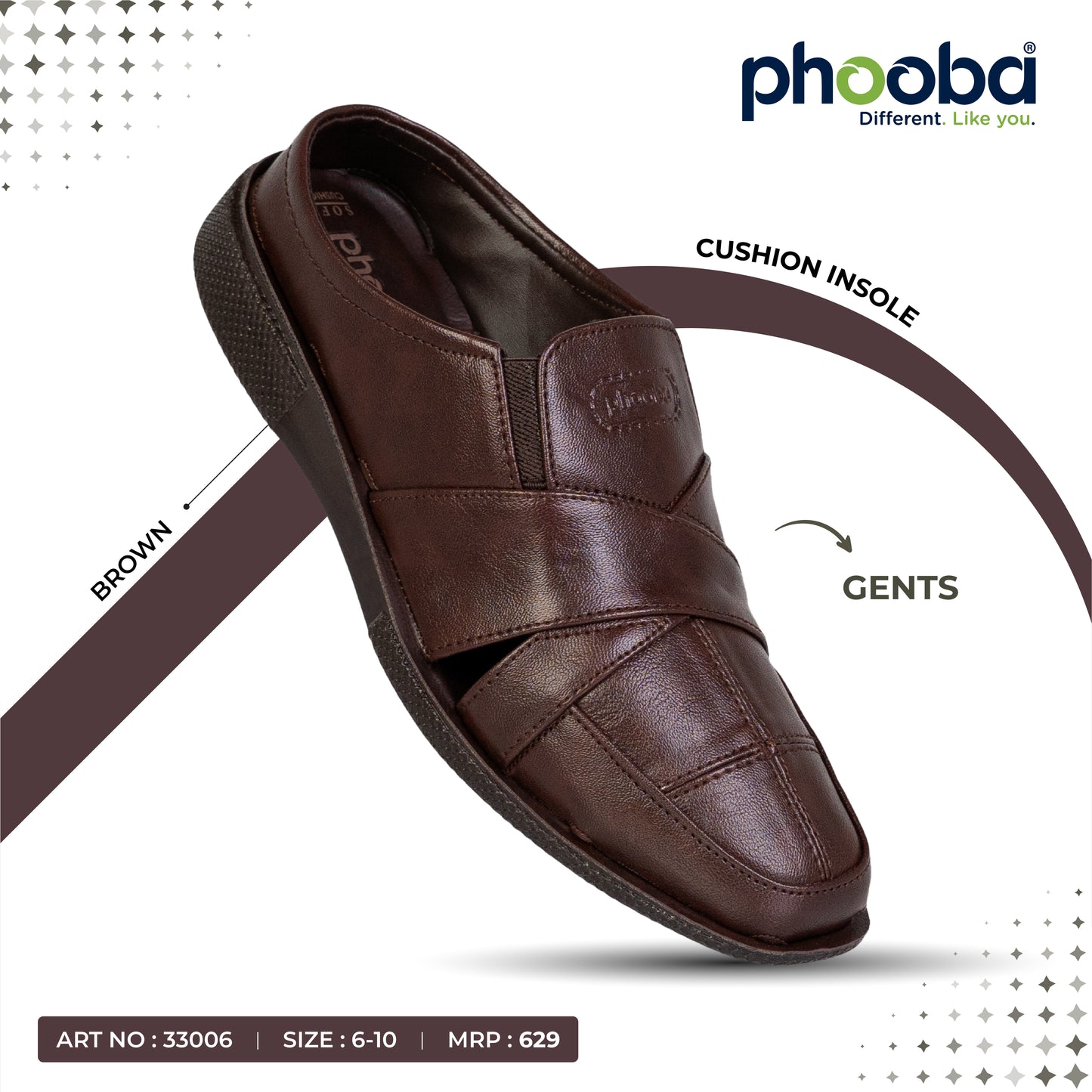 Phooba PU Half-cut Shoes for Men - Style 33006
