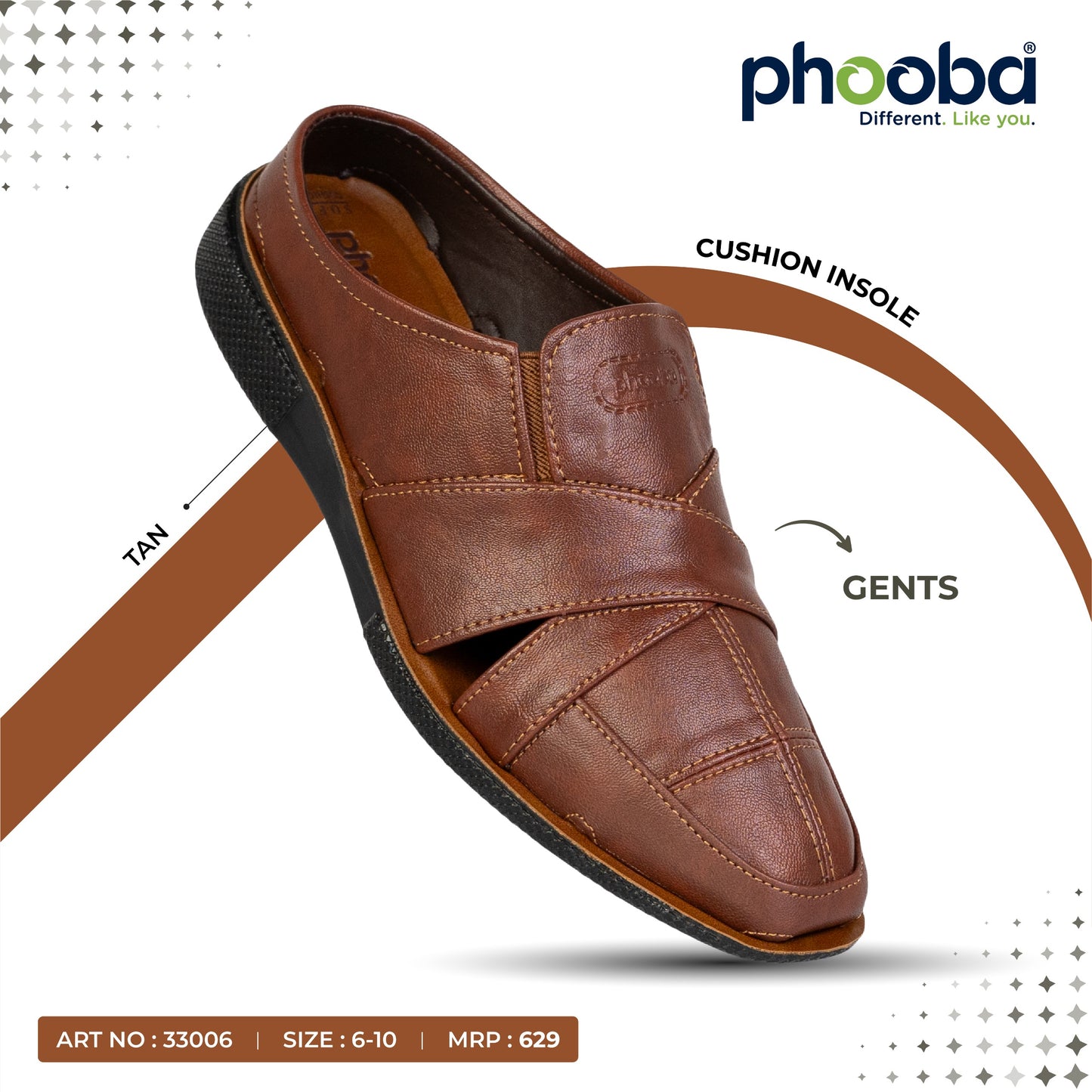 Phooba PU Half-cut Shoes for Men - Style 33006