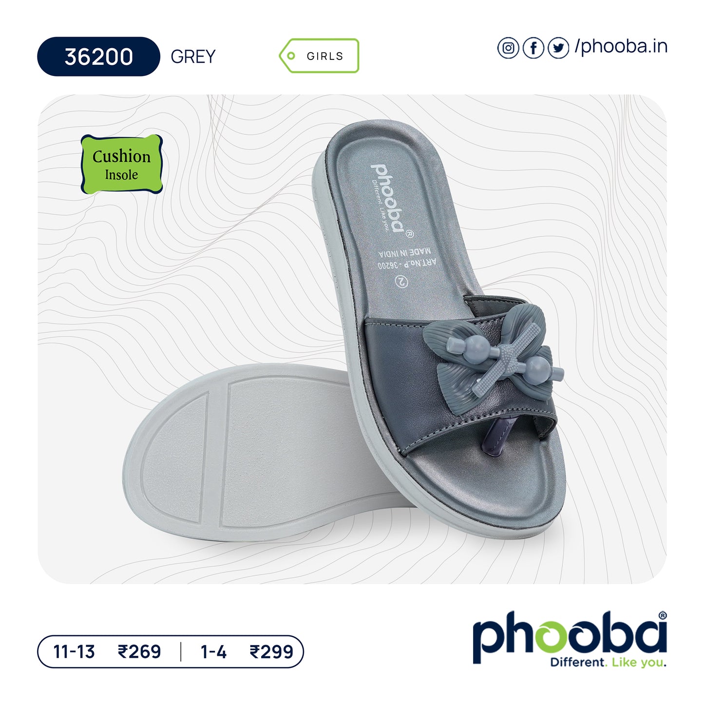 Phooba PU Flip-Flops for Girls