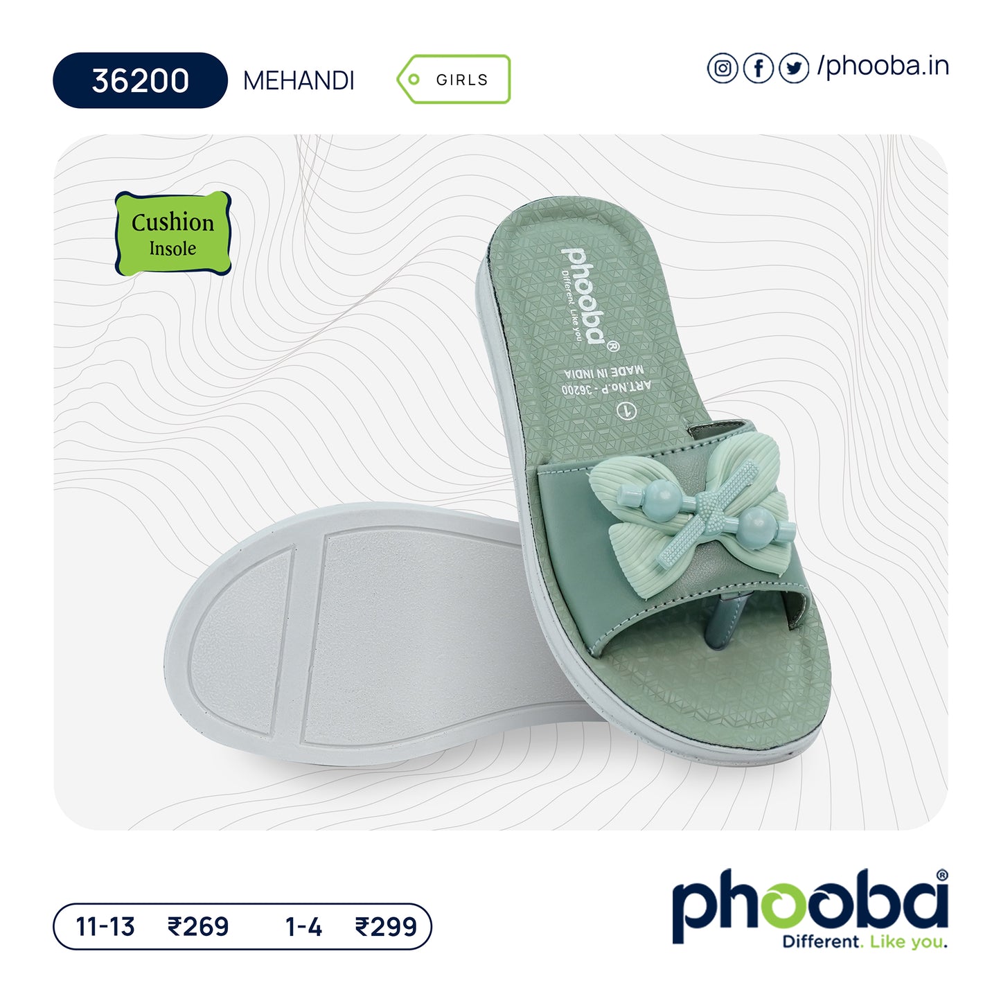 Phooba PU Flip-Flops for Girls
