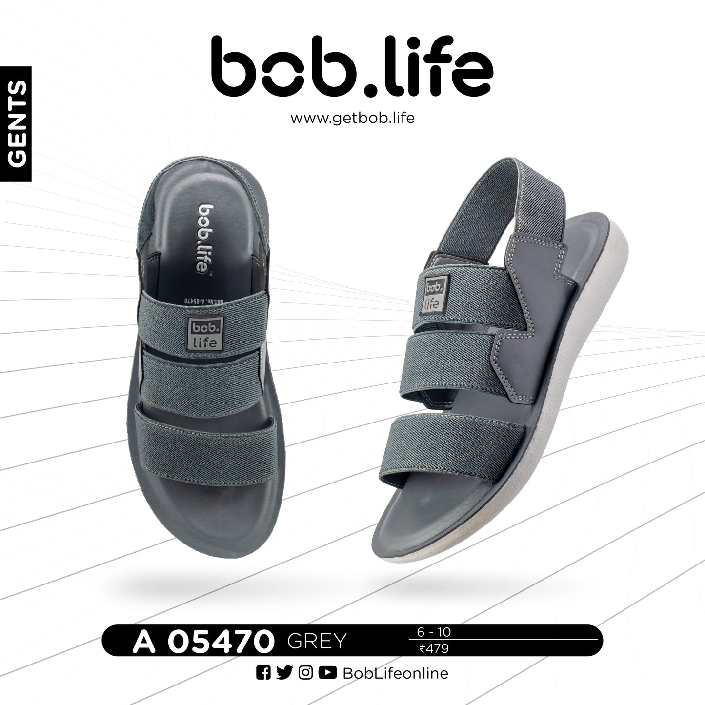 bob.life PU Sandals for Men - Style 5470