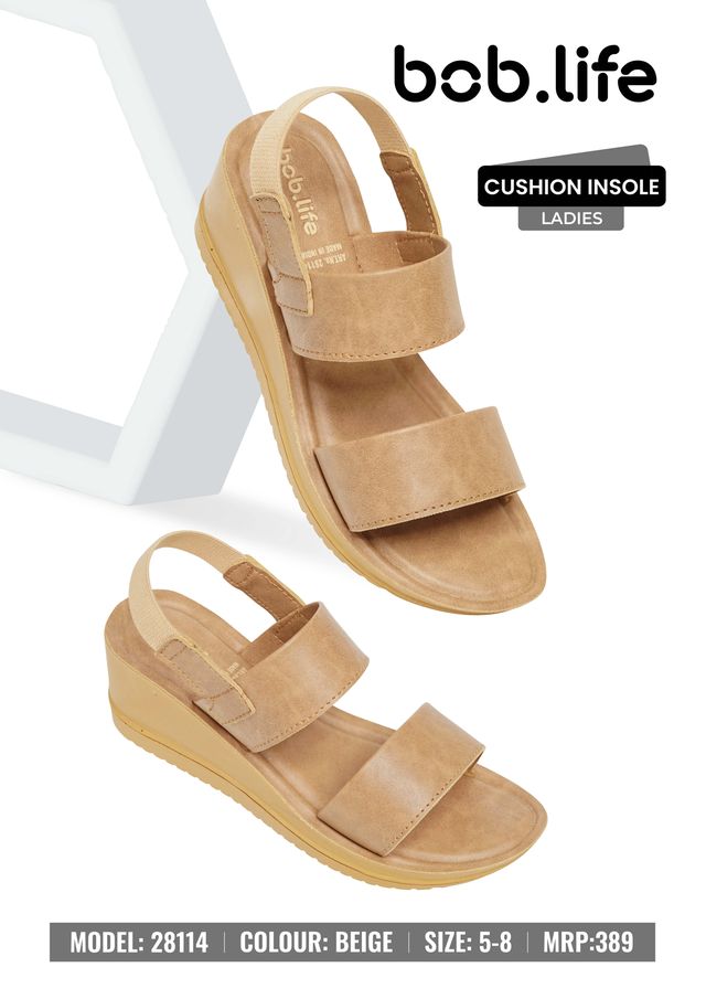 bob.life PU Wedge Sandals for Ladies - Style 28114