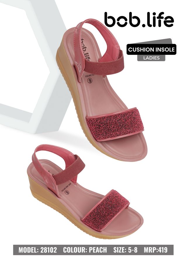 bob.life PU Wedge Sandals for Ladies - Style 28102