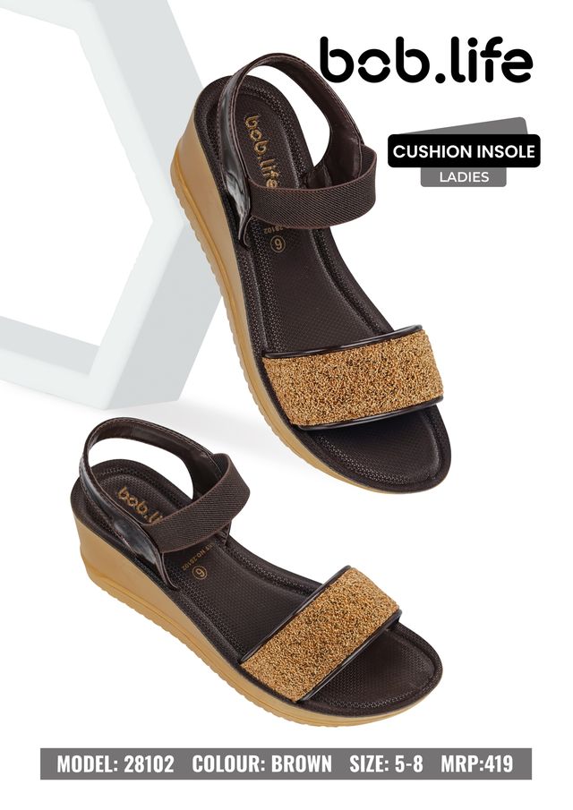 bob.life PU Wedge Sandals for Ladies - Style 28102