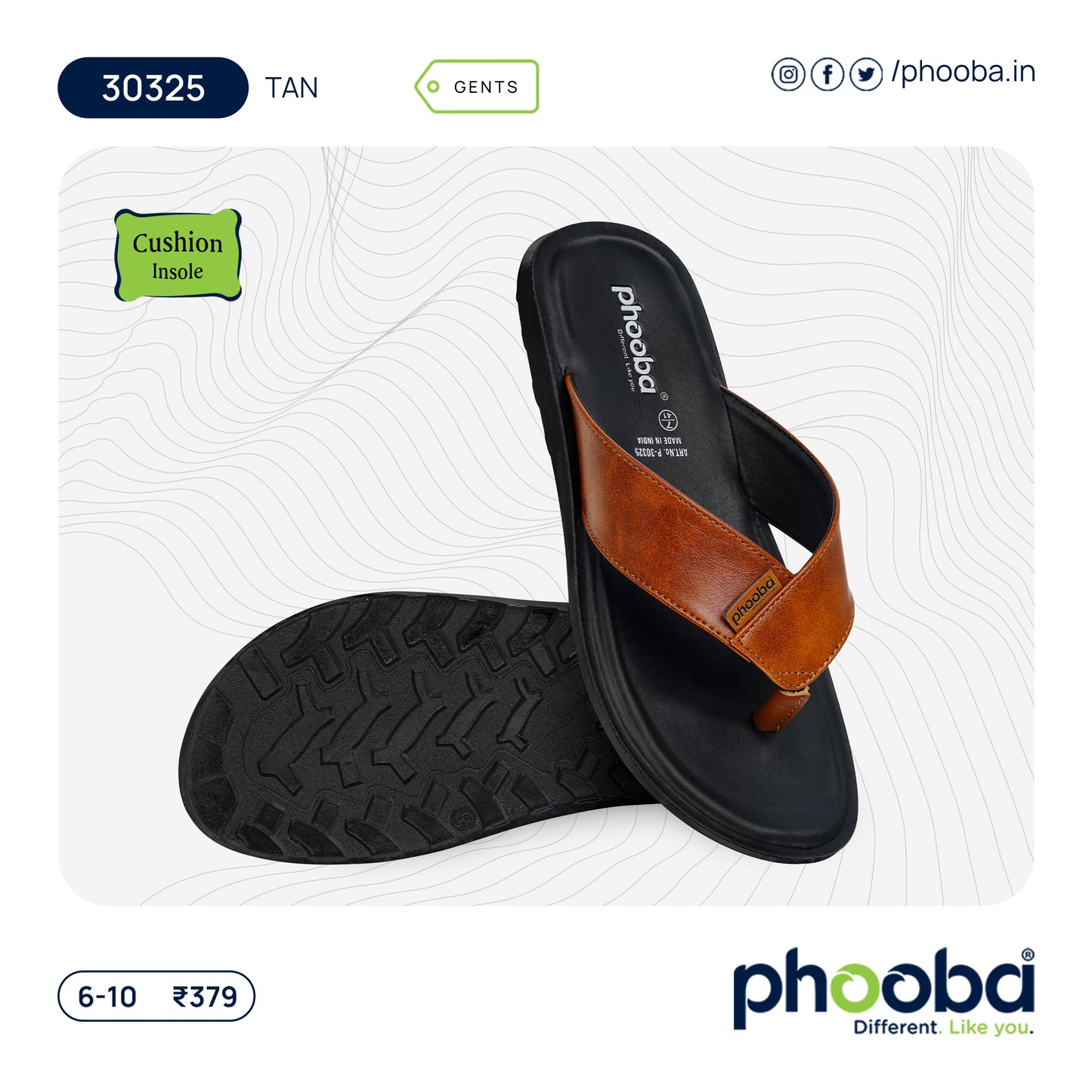Phooba PU Slippers for Men - Style 30325