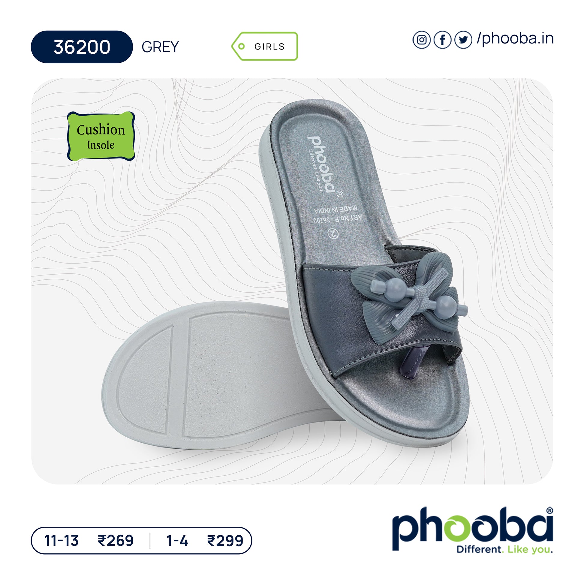 Phooba PU Flip-Flops for Girls