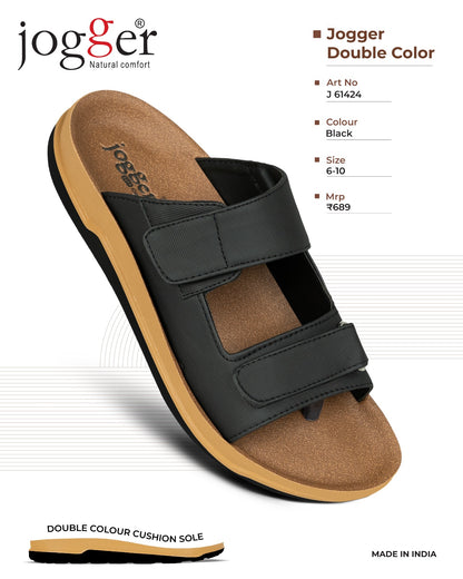 Jogger PU Sandals for Men - Style 61424 - Black