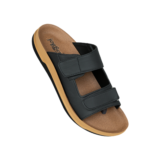 Jogger PU Sandals for Men - Style 61424 - Black